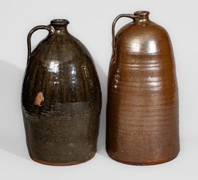 Two Upstate South Carolina Stoneware Jugs, late 19th or early 20th century