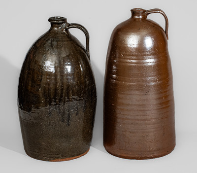 Two Upstate South Carolina Stoneware Jugs, late 19th or early 20th century