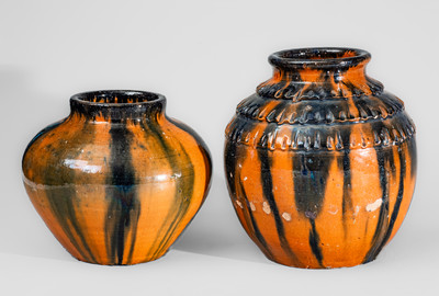 Two Cobalt-Decorated North Carolina Art Pottery Vases, circa 1930