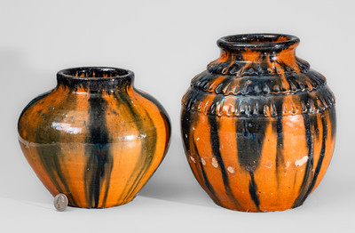 Two Cobalt-Decorated North Carolina Art Pottery Vases, circa 1930