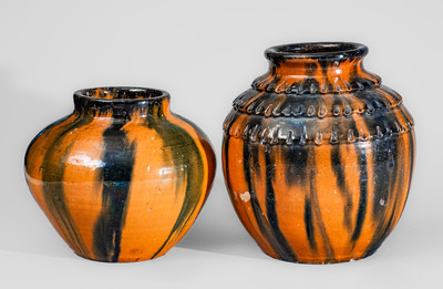 Two Cobalt-Decorated North Carolina Art Pottery Vases, circa 1930