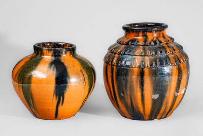 Two Cobalt-Decorated North Carolina Art Pottery Vases, circa 1930