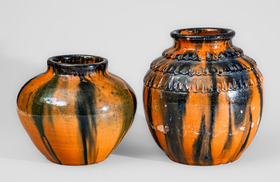 Two Cobalt-Decorated North Carolina Art Pottery Vases, circa 1930