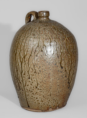 Exceptional J. W. S. & CO. / PINE HOUSE / S.C. Alkaline-Glazed Stoneware Jug, Edgefield District, c1860