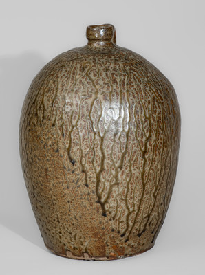 Exceptional J. W. S. & CO. / PINE HOUSE / S.C. Alkaline-Glazed Stoneware Jug, Edgefield District, c1860