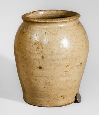 Exceedingly Rare and Important I D (John Isaac Durham, Edgefield District, SC) Stoneware Jar, 1820's - 40's