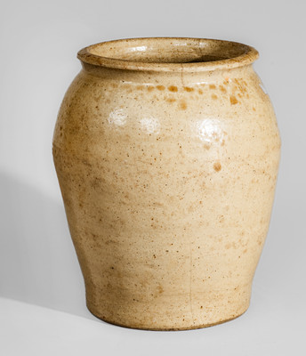 Exceedingly Rare and Important I D (John Isaac Durham, Edgefield District, SC) Stoneware Jar, 1820's - 40's