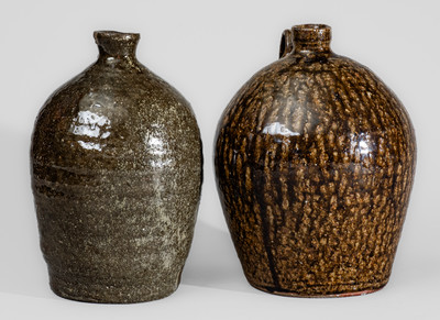 Two Alkaline-Glazed North Carolina Stoneware Jugs, second half 19th century