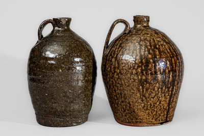 Two Alkaline-Glazed North Carolina Stoneware Jugs, second half 19th century