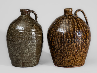 Two Alkaline-Glazed North Carolina Stoneware Jugs, second half 19th century