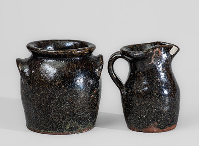 Two Small Pieces of Alkaline-Glazed Stoneware, probably Upstate SC or NC origin