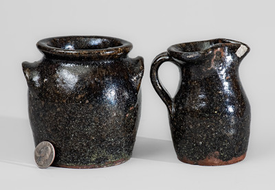 Two Small Pieces of Alkaline-Glazed Stoneware, probably Upstate SC or NC origin