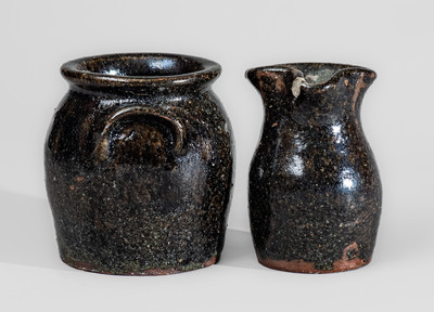 Two Small Pieces of Alkaline-Glazed Stoneware, probably Upstate SC or NC origin