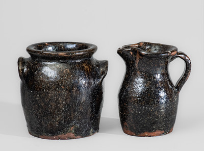 Two Small Pieces of Alkaline-Glazed Stoneware, probably Upstate SC or NC origin
