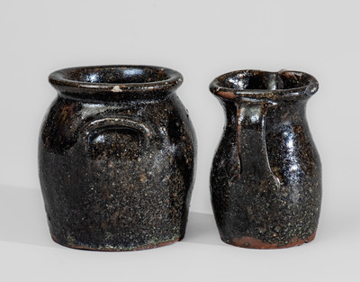 Two Small Pieces of Alkaline-Glazed Stoneware, probably Upstate SC or NC origin
