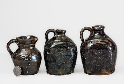 Three Small Pieces of Stoneware attrib. Poley Carp Hartsoe, Catawba County, NC, early 20th century