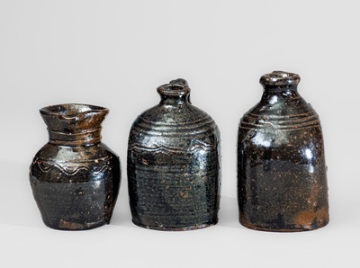 Three Small Pieces of Stoneware attrib. Poley Carp Hartsoe, Catawba County, NC, early 20th century