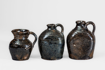Three Small Pieces of Stoneware attrib. Poley Carp Hartsoe, Catawba County, NC, early 20th century