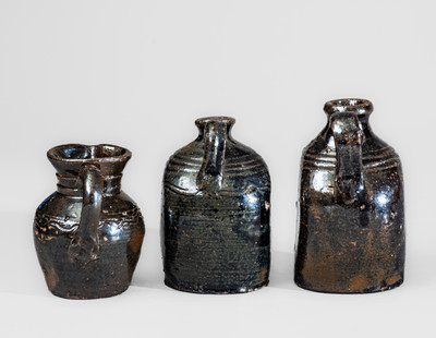 Three Small Pieces of Stoneware attrib. Poley Carp Hartsoe, Catawba County, NC, early 20th century