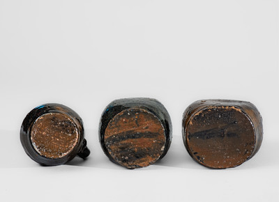 Three Small Pieces of Stoneware attrib. Poley Carp Hartsoe, Catawba County, NC, early 20th century