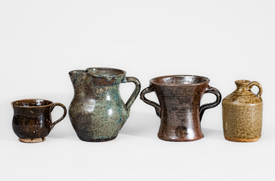 Four Pieces of Glazed Southern Stoneware, fourth quarter 19th or early 20th century