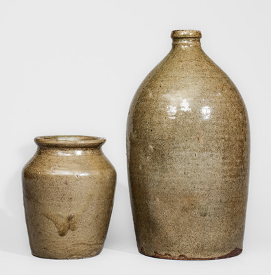 Two Pieces of Southern Alkaline-Glazed Stoneware, 19th century