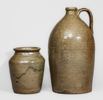 Two Pieces of Southern Alkaline-Glazed Stoneware, 19th century