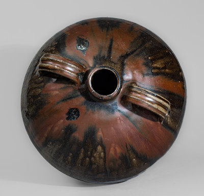 Outstanding Ten-Gallon Double-Handled Alkaline-Glazed Stoneware Jug w/ Iron Slip Decoration