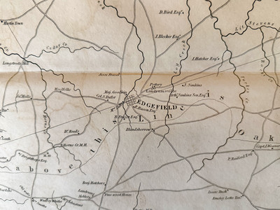 Rare Map of Edgefield District, SC from Robert Mills' Atlas of South Carolina, 1825