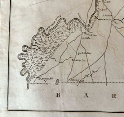 Rare Map of Edgefield District, SC from Robert Mills' Atlas of South Carolina, 1825