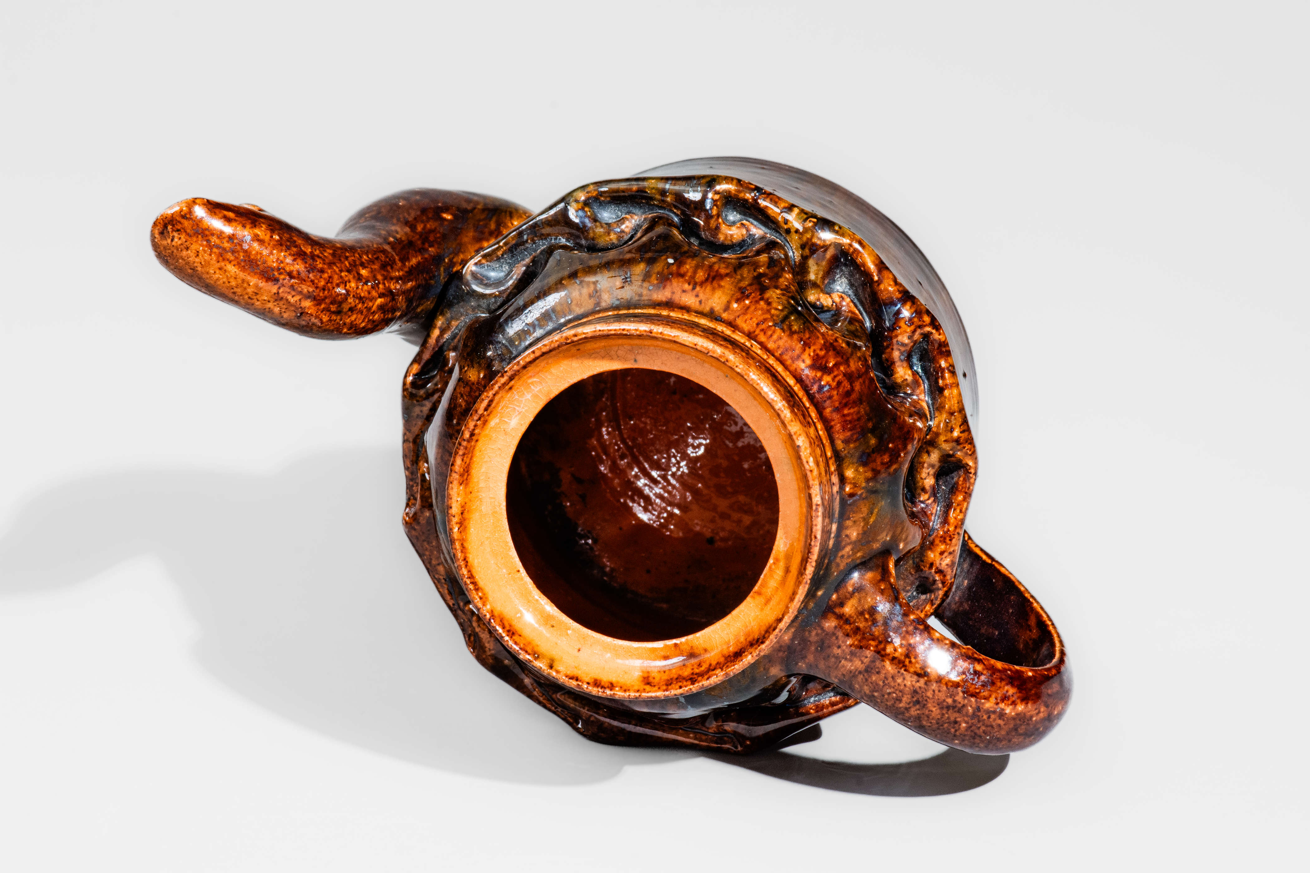 Fine George Ohr Pottery Lidded Teapot: 