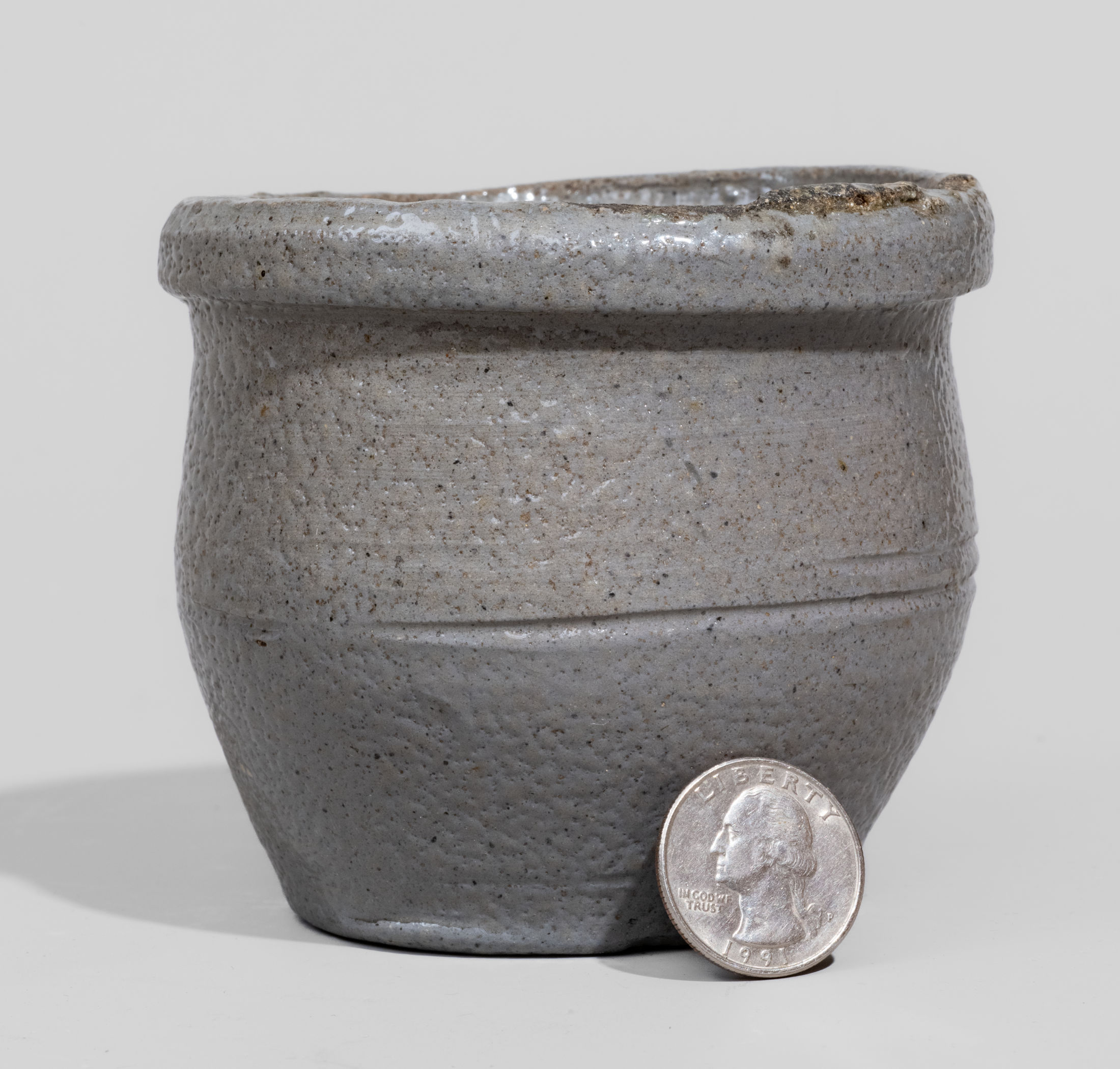 Diminutive Rockingham County, VA Salt-Glazed Stoneware Jar, c1850