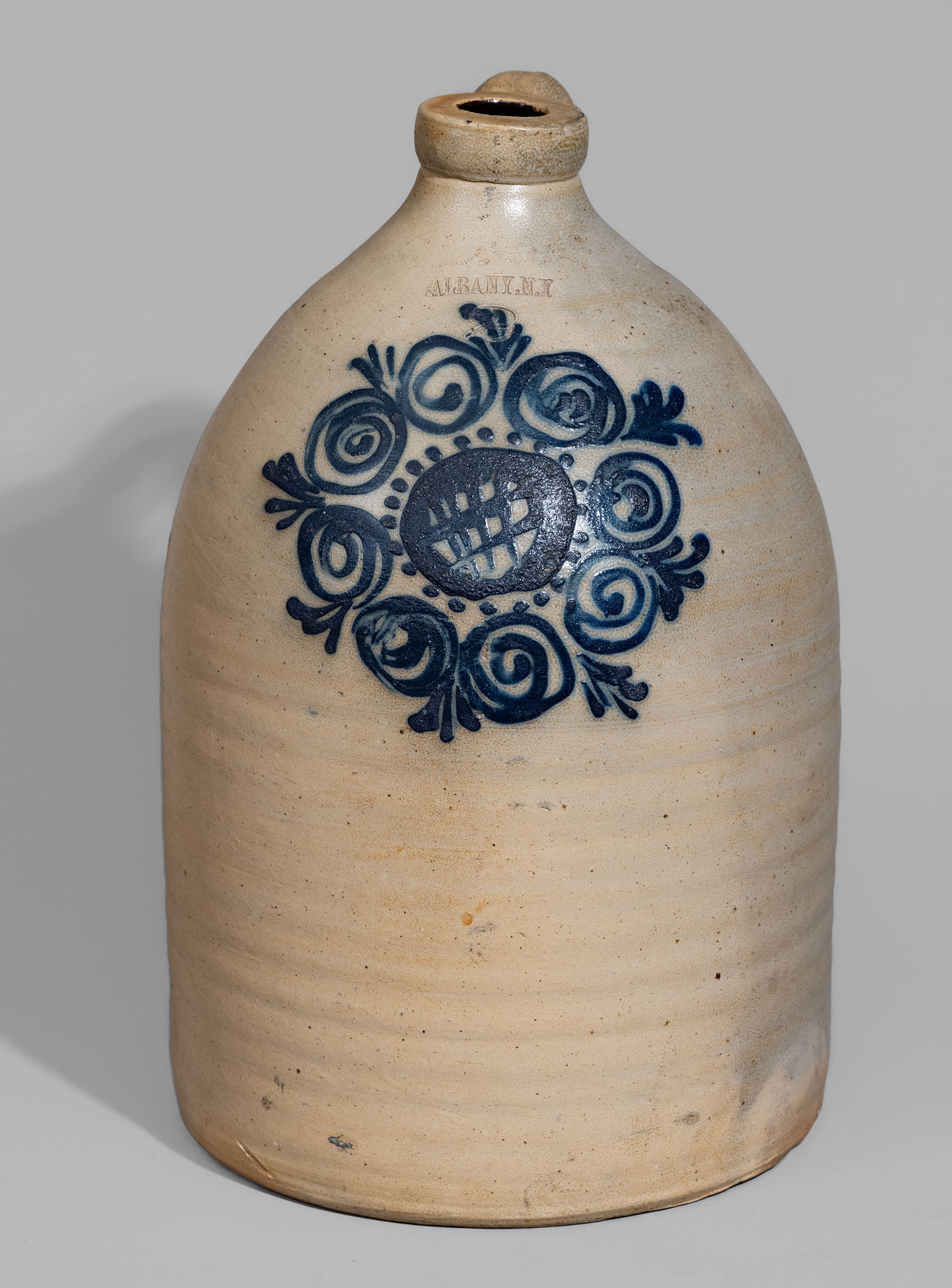 Two-Gallon ALBANY, N.Y. Stoneware Jug, probably O'Connell Pottery