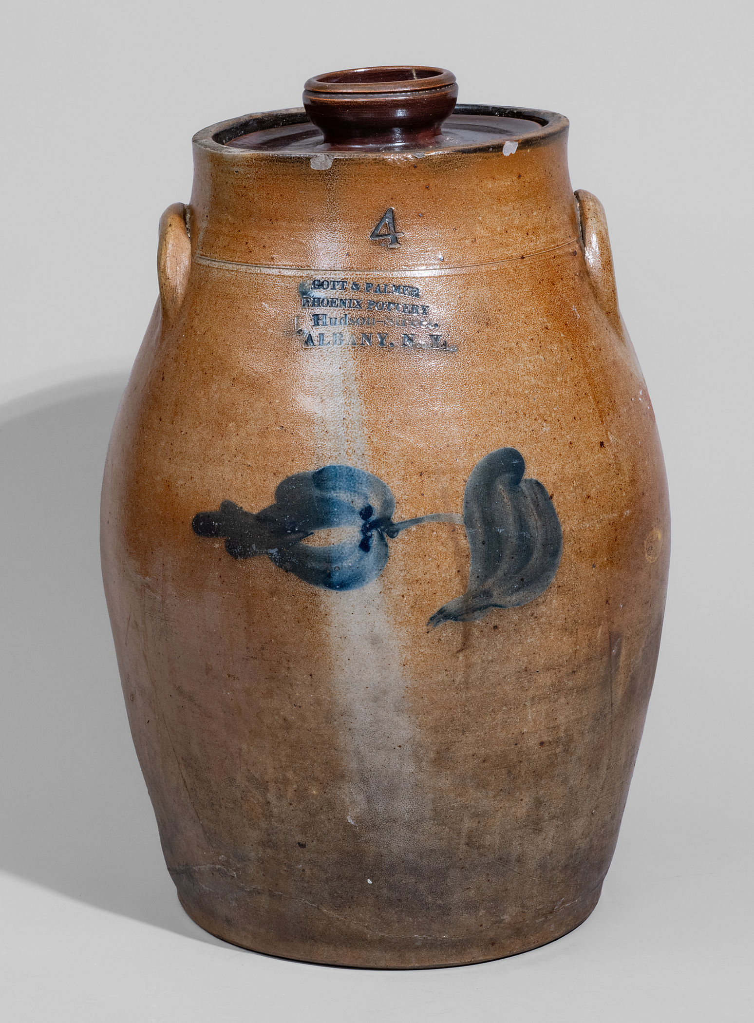 Four-Gallon GOTT & PALMER / PHOENIX POTTERY / Hudson-Street