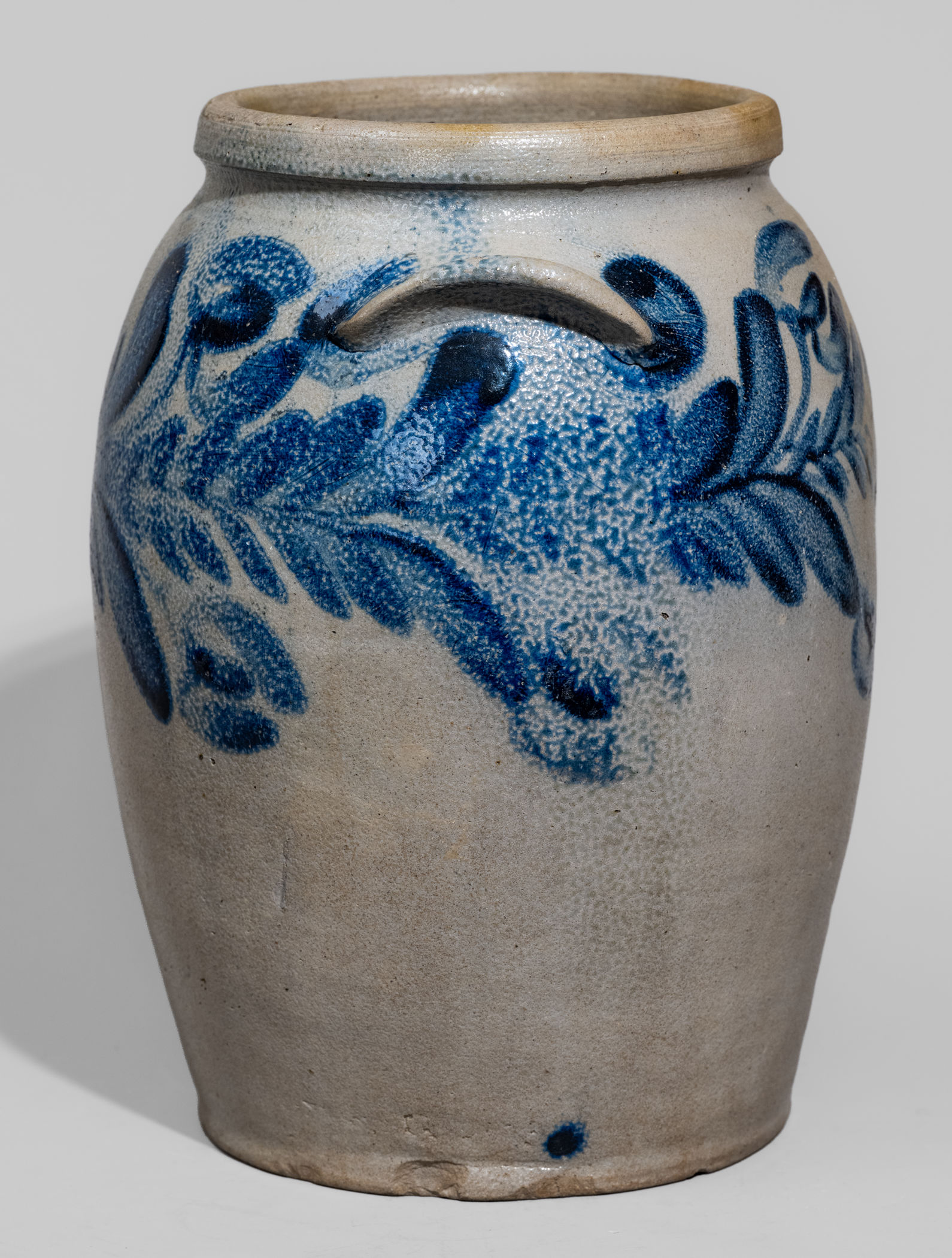Baltimore Stoneware Jar w/ Cobalt Floral Decoration, c1825 -- Lot