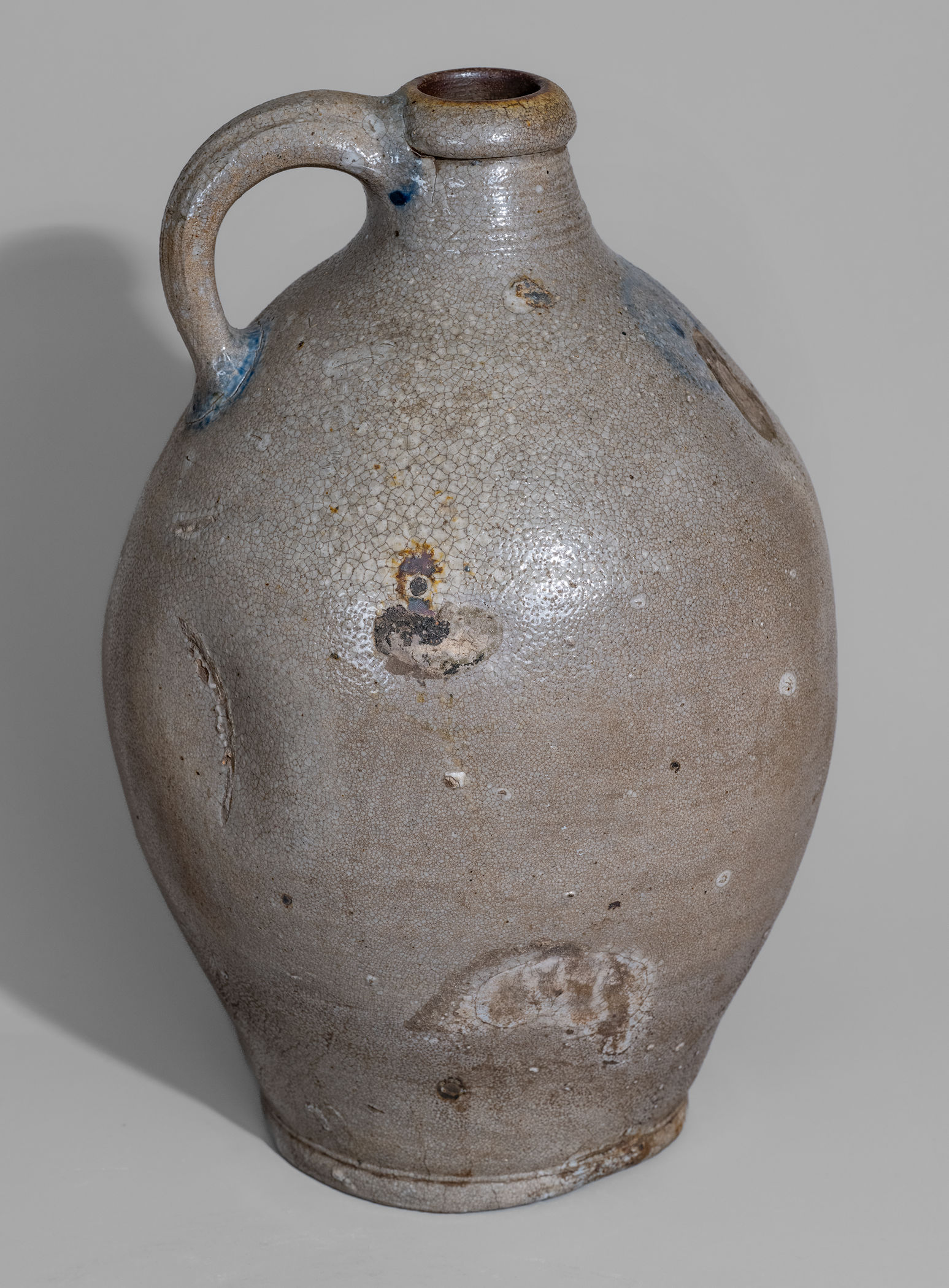 Stoneware Jug w/ Cobalt Watch Spring Decoration, probably New York