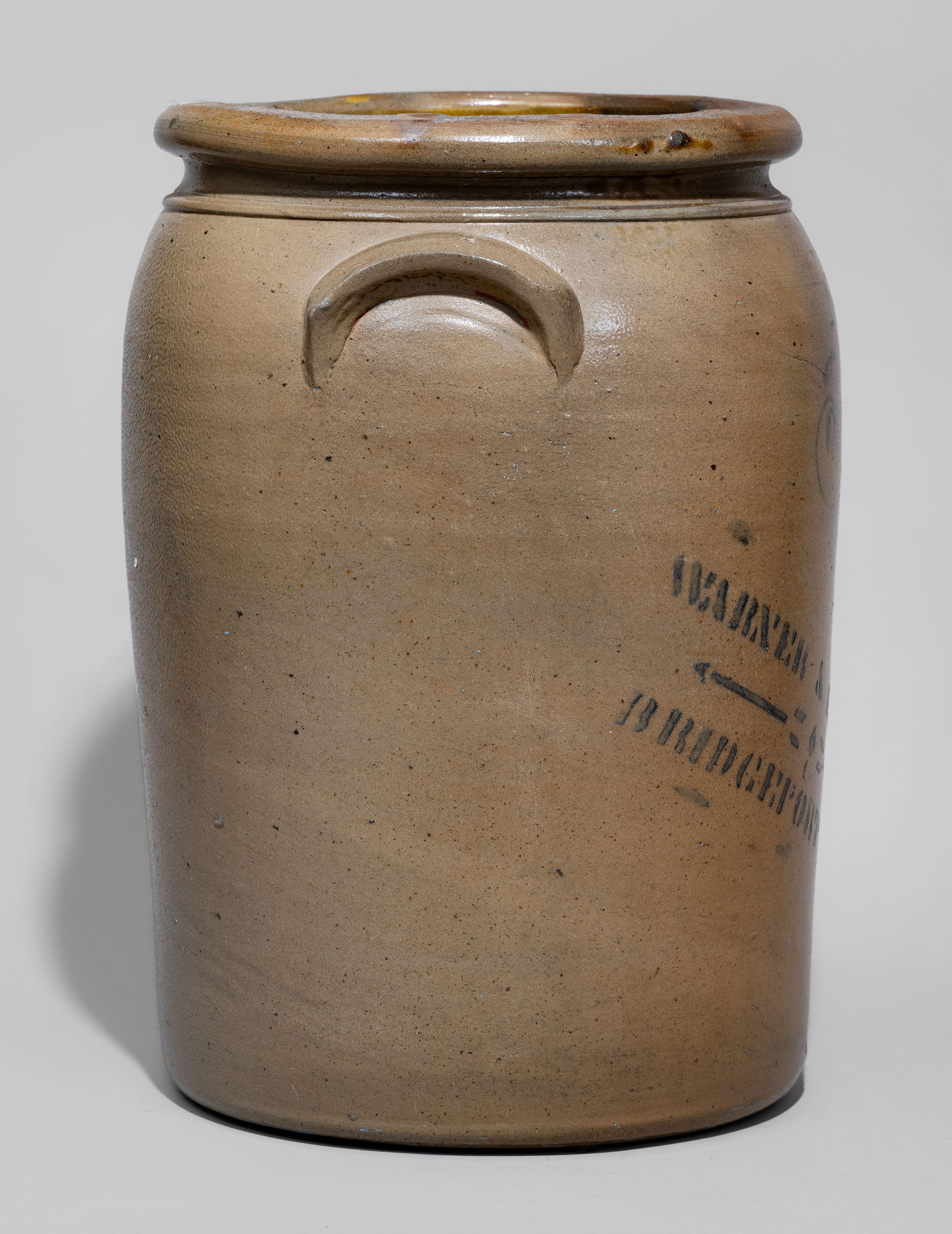 Five-Gallon WARNER & RUSSELL / BRIDGEPORT W.VA. Stoneware Jar