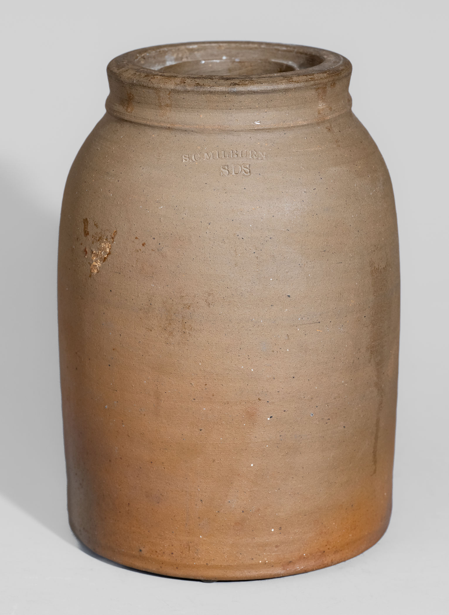 Rare S.C MILBURN / SDS, Alexandria, VA Stoneware Wax Sealer, c1860