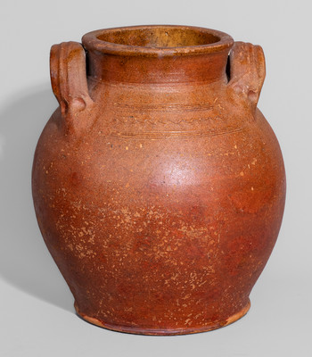 Attrib. Cain Pottery, Sullivan County, TN Redware Jar, c1850-80