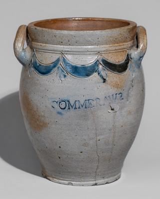 Fine COMMERAW'S / STONEWARE Jar w/ Impressed Decoration, New York City, early 19th century