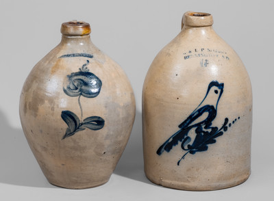 Two Norton Family, Bennington, VT Stoneware Jugs, 19th century