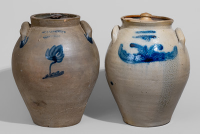 Two Two-Gallon Norton Family, Bennington, VT Stoneware Jars, c1820s