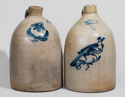 Two Two-Gallon West Troy, New York Stoneware Jugs