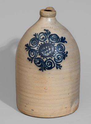 Two-Gallon ALBANY, N.Y. Stoneware Jug, probably O'Connell Pottery, c1860