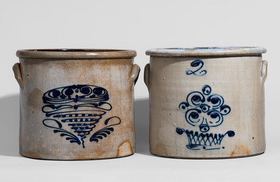 Two Two-Gallon New York State Stoneware Crocks, third quarter 19th century