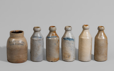 Six Salt-Glazed Stoneware Articles, Northeastern U.S., second half 19th century