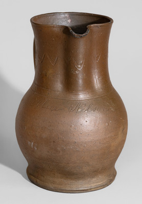 Rare attrib. Decker Pottery, Washington County, Tennessee Stoneware Presentation Pitcher