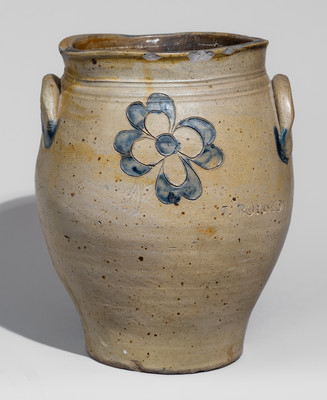 Very Rare J. BOYNTON, Albany, NY Stoneware Jar w/ Incised Floral Decoration, c1816-18