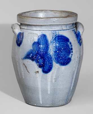 JOHN BELL / WAYNESBORO, PA Stoneware Jar w/ Cobalt Floral Decoration