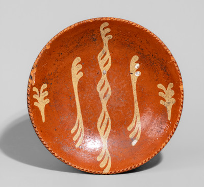Slip-Decorated Philadelphia, PA Redware Plate, second quarter 19th century